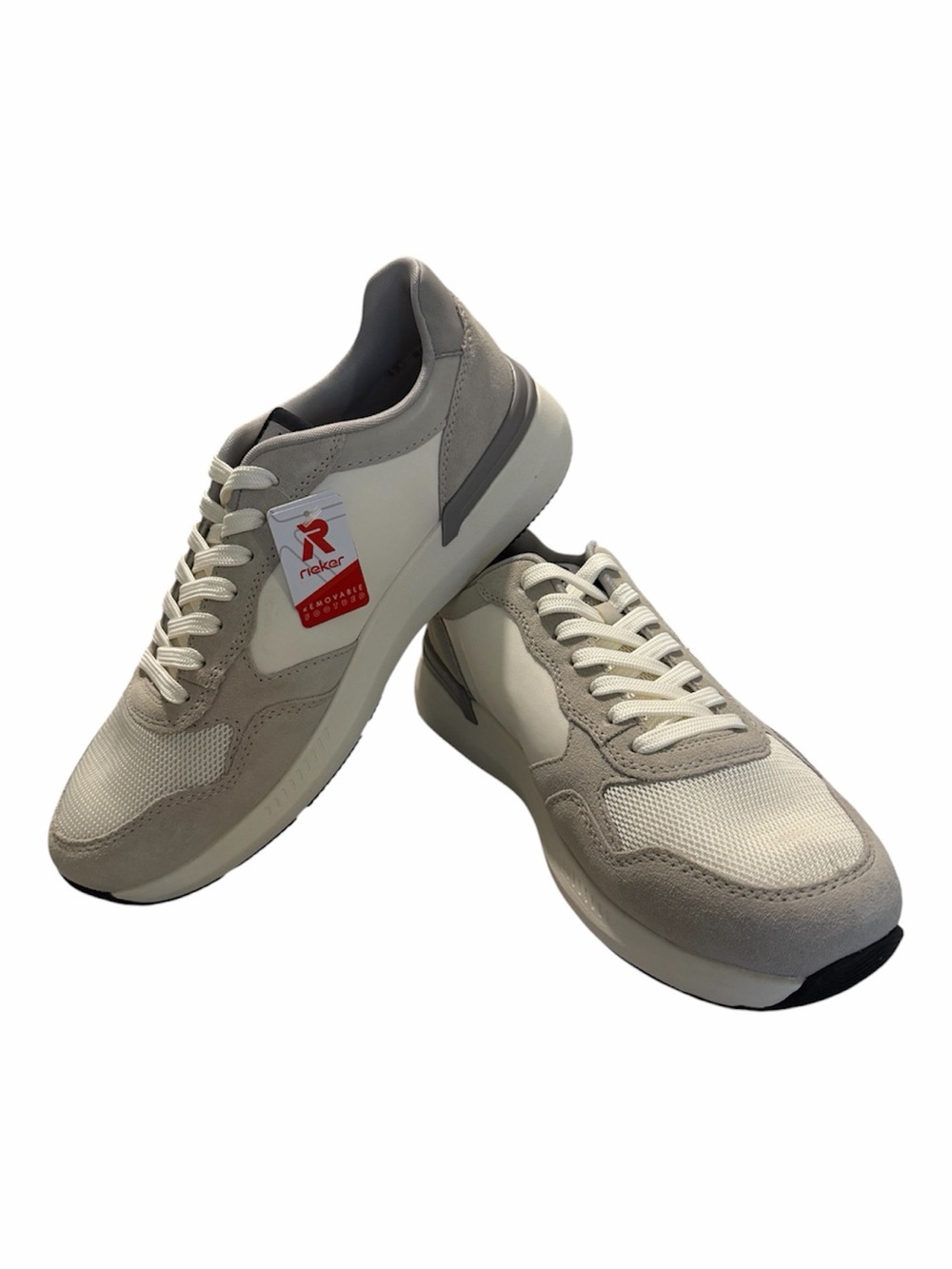Rieker Two-Tone Mesh & Suede Sneakers in Gray and White